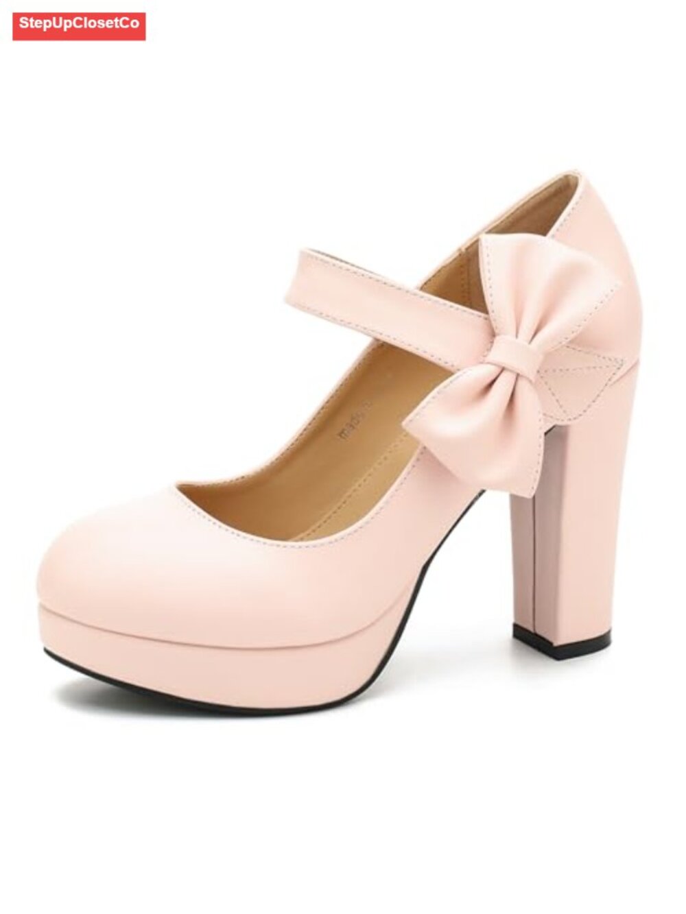 Women Platform Mary Jane Pumps Block Heel Bow Dress Shoes